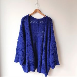 Cobalt Blue Oversized Free People Cardigan